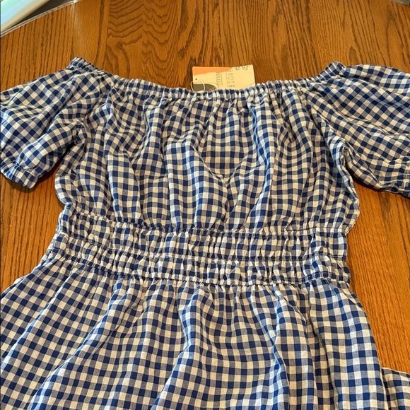 NWT BTFBM Blue Gingham Off-Shoulder  Elastic Waist Women’s Maxi Dress SZ XL - Picture 8 of 16